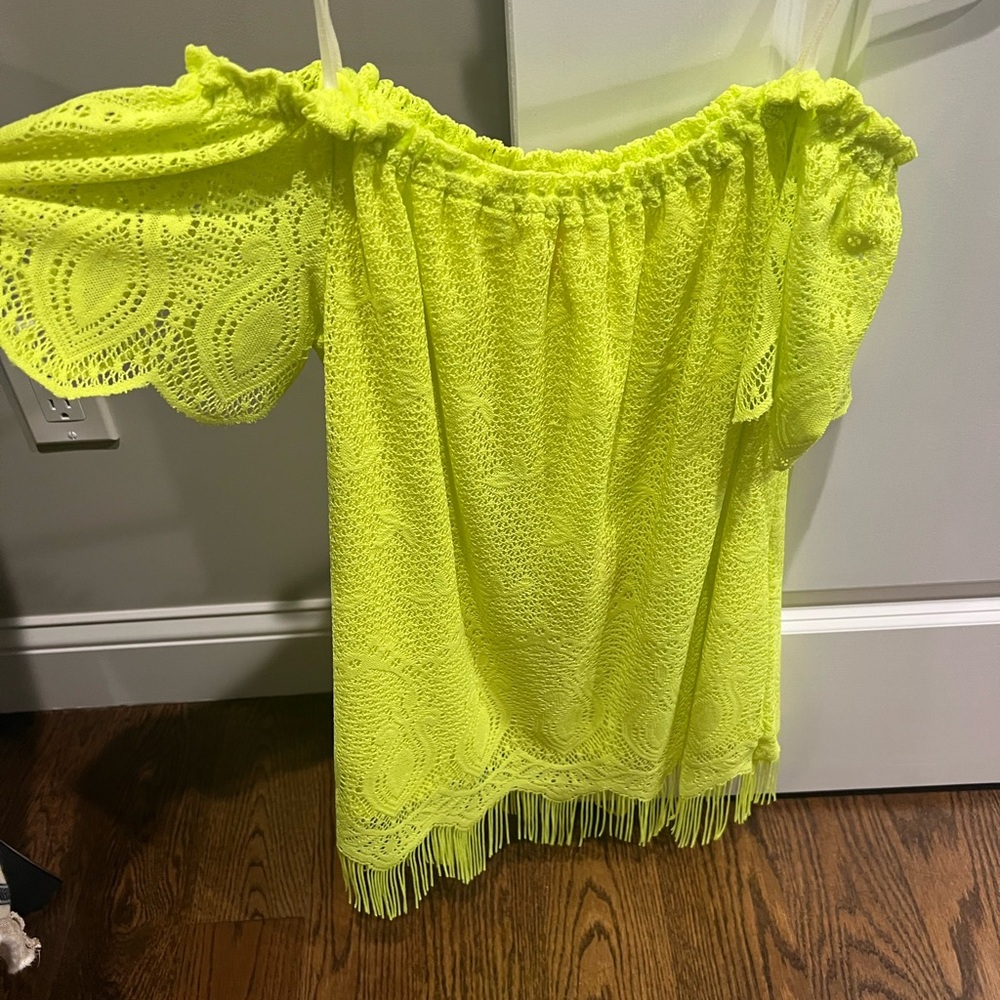 Lilly Pulitzer Neon Yellow Lace Off-Shoulder Blouse